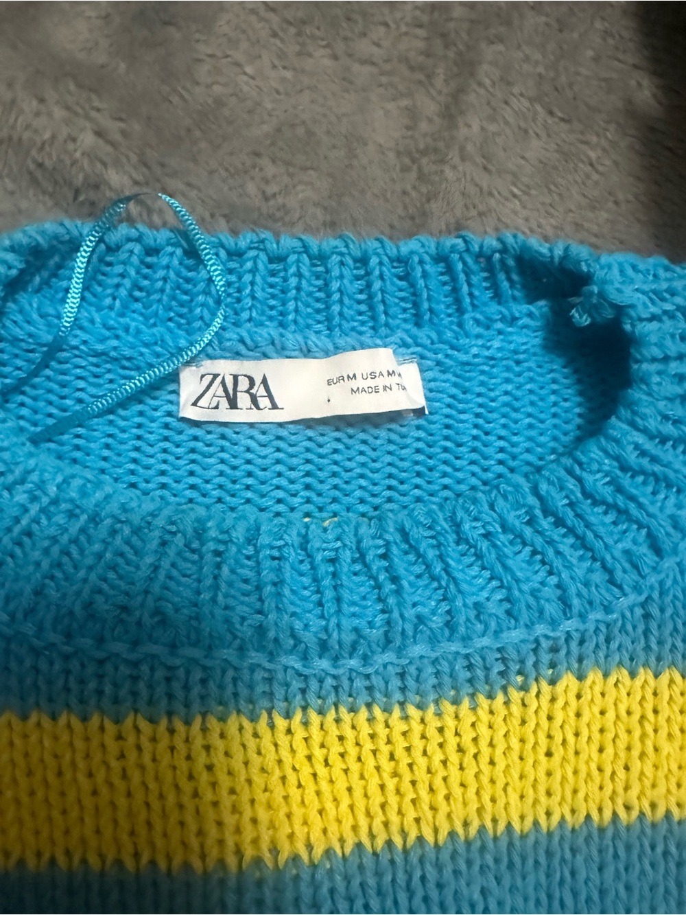 Zara Aqua & Yellow Striped Knit Sweater - Picture 4 of 4